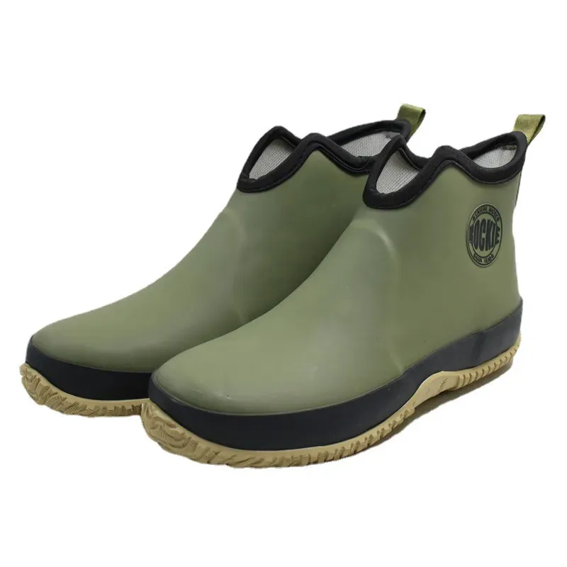 Rain Boots Mens Slip On Rain Boots Waterproof Rubber Ankle Boots