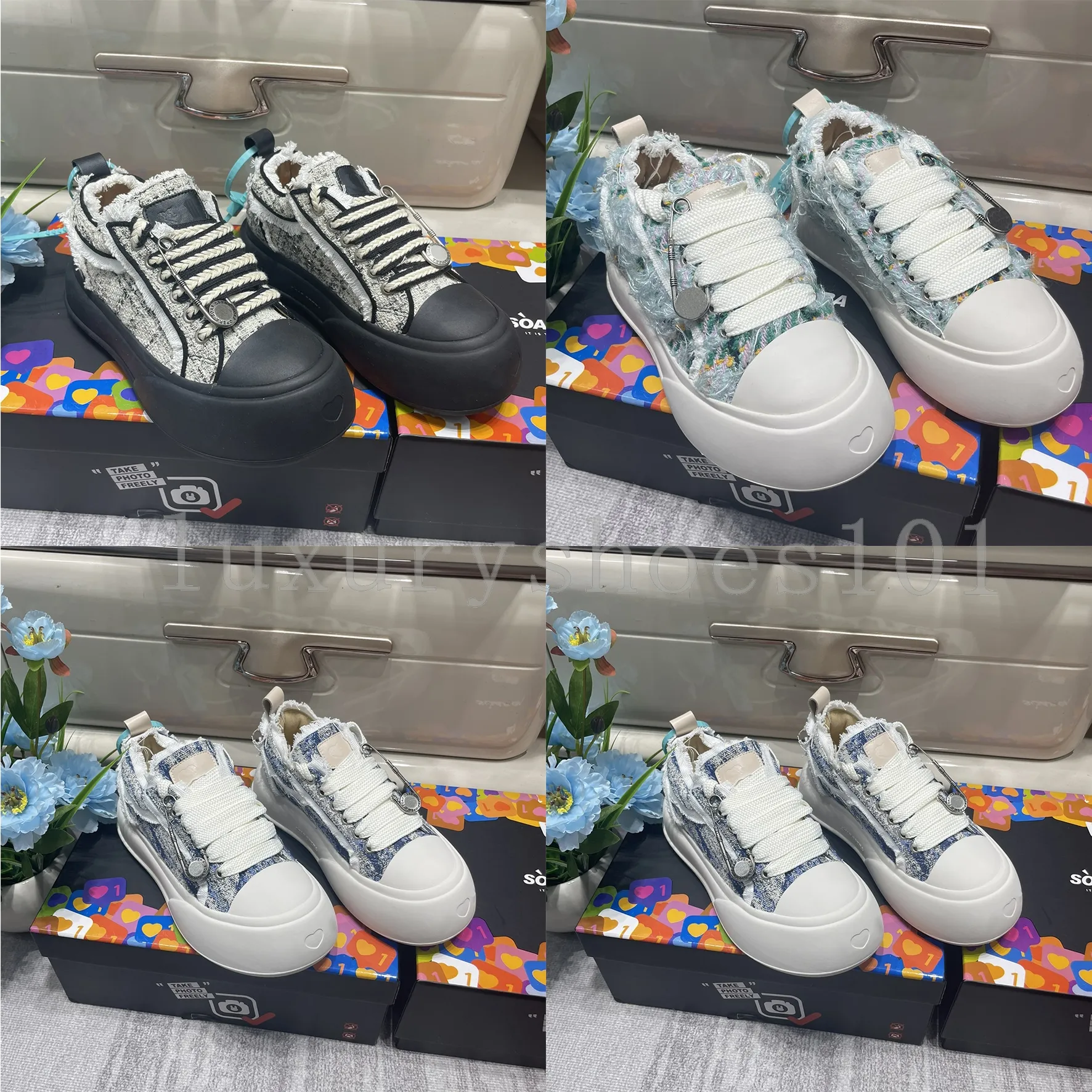 Tvålopera sneakers designer casual skor kvinnor plattform läder kamera stil canvas skor bubbla graffiti botten resor sneakers med låda