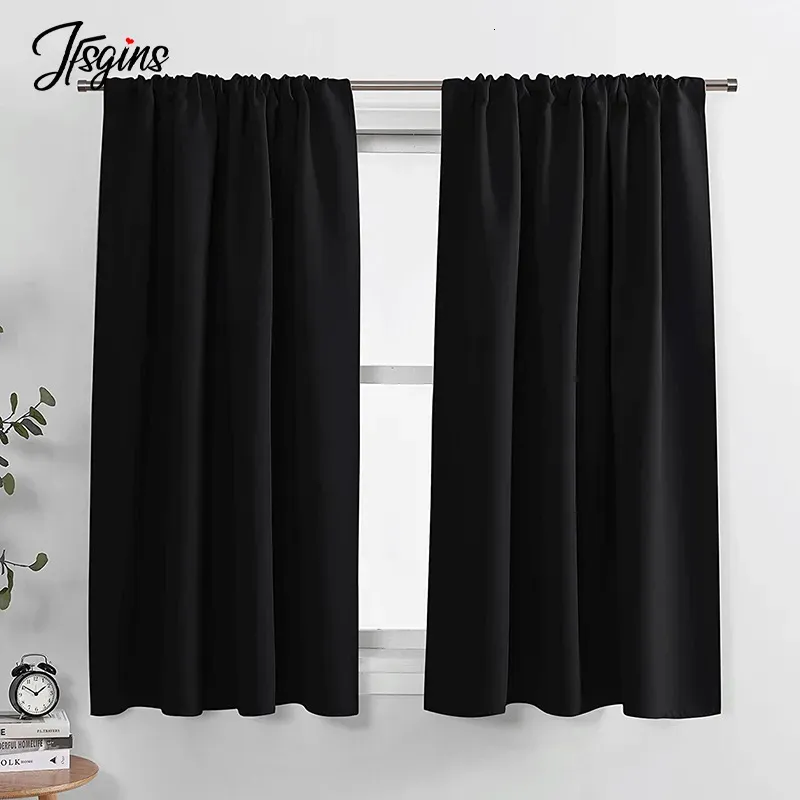 Curtain Blackout Short Curtains for Bedroom Opaque Blinds Window Living Room Kitchen Treatment Ready Made Small Drapes 230927