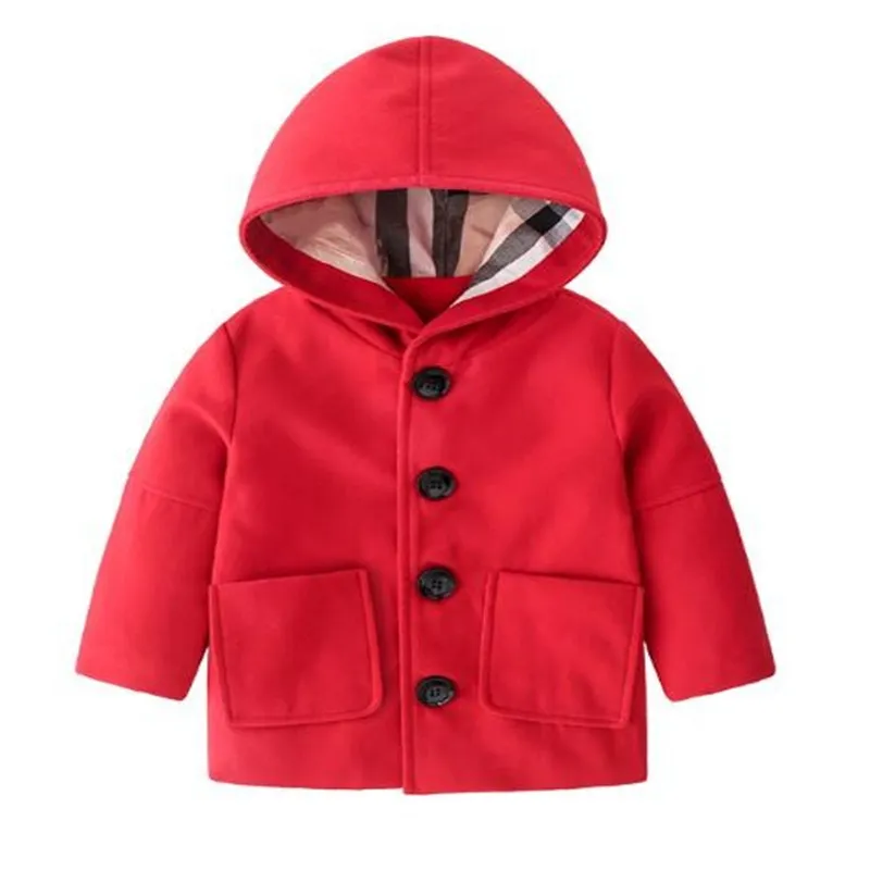 Nouveaux enfants manteau garçons fille laine veste de survêtement automne hiver princesse solide longueur moyenne simple boutonnage coupe-vent pardessus enfants vêtements