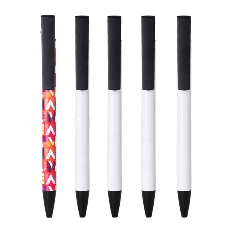 Sublimation Gel Pen Plastic Blank DIY Black Ballpoint with Mobile Phone Holder Heat Transfer Coating Clip Pens Business Office School Supplies