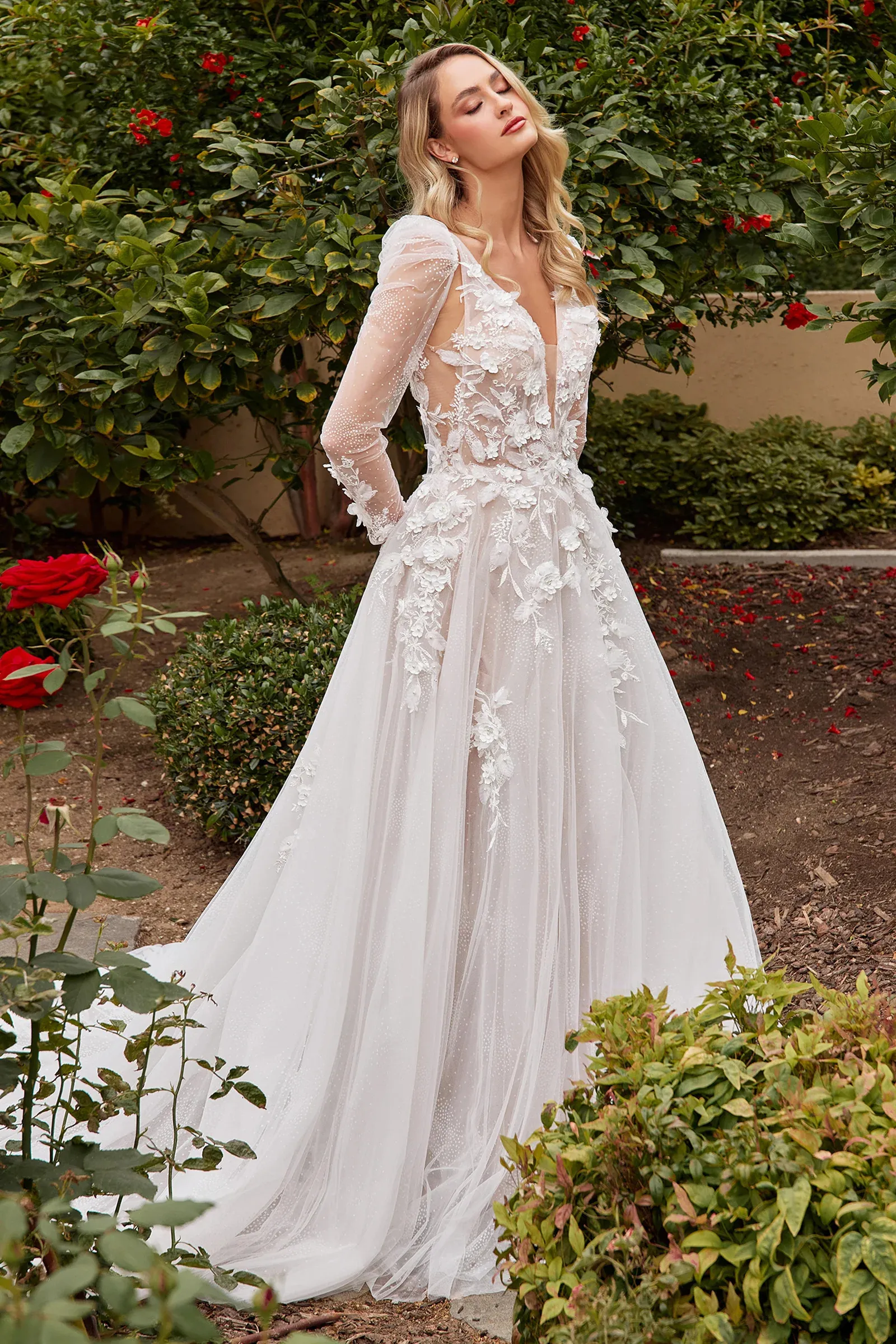 Bohemian Lace A-Line deep v wedding dress with Detachable Long Sleeves, V-Neckline, and Puffy Tutu Skirt - Perfect for Country Weddings, Elopements, Bohemian Lace A-Line deep v wedding dress with Detachable Long Sleeves, V-Neckline, and Puffy Tutu Skirt - Perfect for Country Weddings, Elopements,