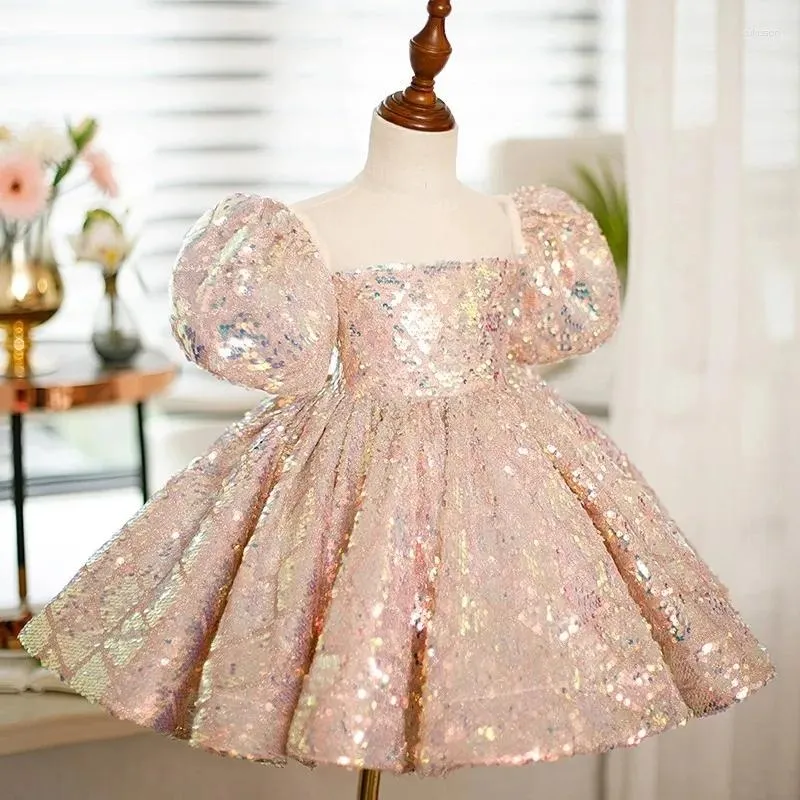 High End Children's Princess Evening Gown Lace Sequin Design Wedding  Birthday Party Christening Dresses For Girls Vestid Color White Kid Size  6T120cm