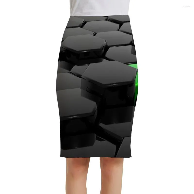 Jupes Kyku tridimensionnel femmes géométrie 3d jupe couleur unie personnalité élégante robes d'été imprimer