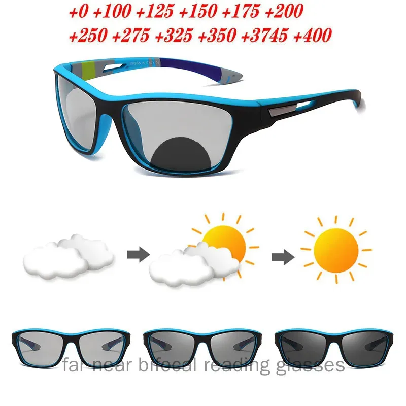 Outdoor Eyewear Sports Multifocal Lens Reading Glasses Men Presbyopia Outdoor Bifocal Reader Glasses Sun Pochromic Bifocal Sunglasses NX 230927