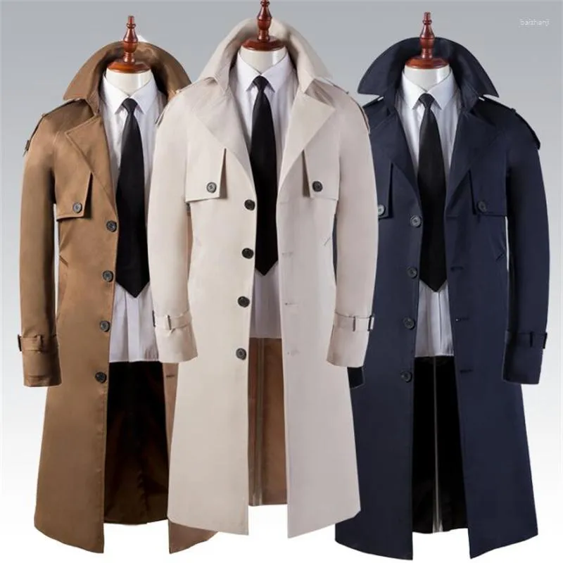 Männer Trenchcoats Mode 2023 Frühling Herbst Windjacke Super Lange Kleidung Über-die-knie Schlank Business Casual Mantel britisch