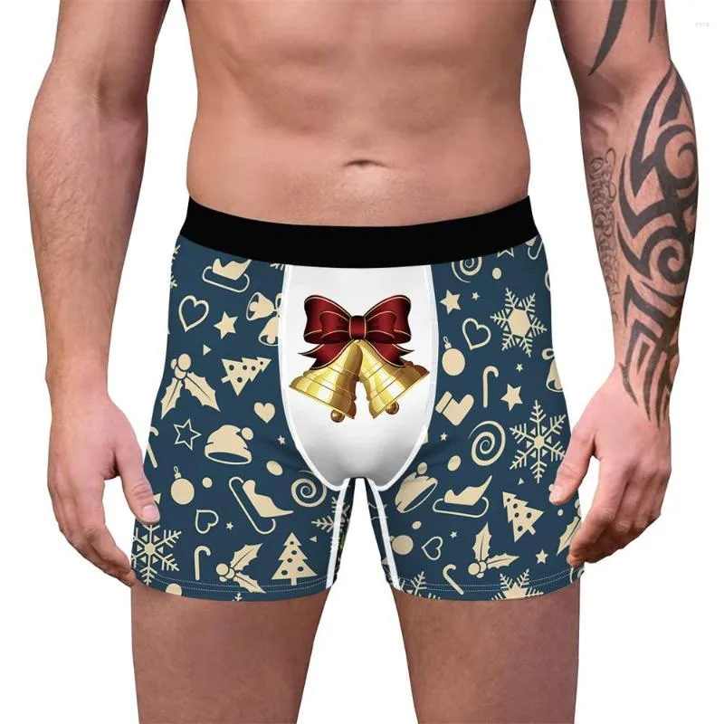 Onderbroeken Kerstboxershorts voor heren Nieuwigheid Kerstshorts Ademend slipje Merk 3D Grappig bedrukt Humoristisch ondergoed