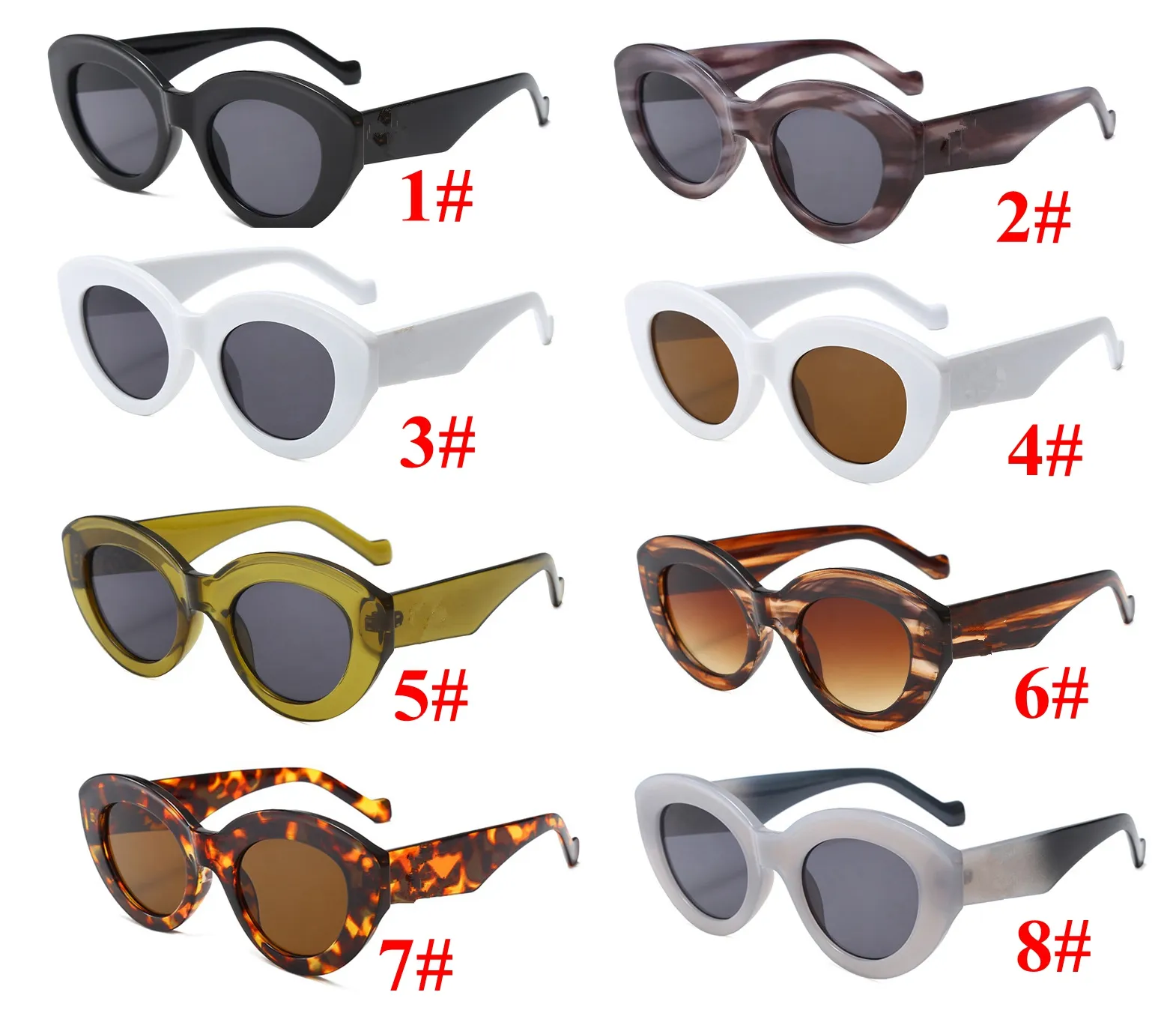 نظارة شمسية بيضاوية الرجعية رجل عتيق الأزياء العلامة التجارية Sun Glassics Classic White Black Lentes de Sol 8 Colosr 10pcs