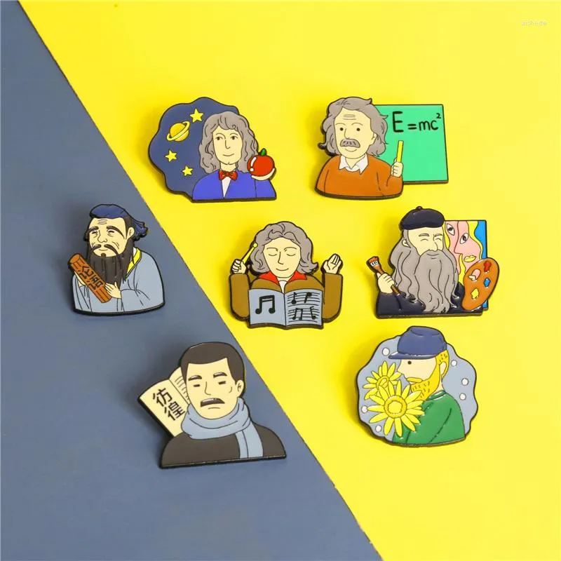 Brooches Cute Scientist Artist Musician Painter Enamel Pin Bag Clothing Lapel Cartoon Badge Decoration Jewelry Accessories Kids Gift