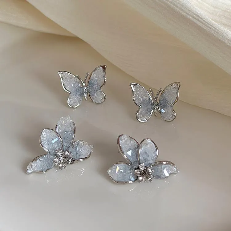 Серьги-подвески ROPUHOV 2023 Morandi, синие градиентные кристальные бабочки для женщин, серьги-гвоздики с винтажным эффектным дизайном