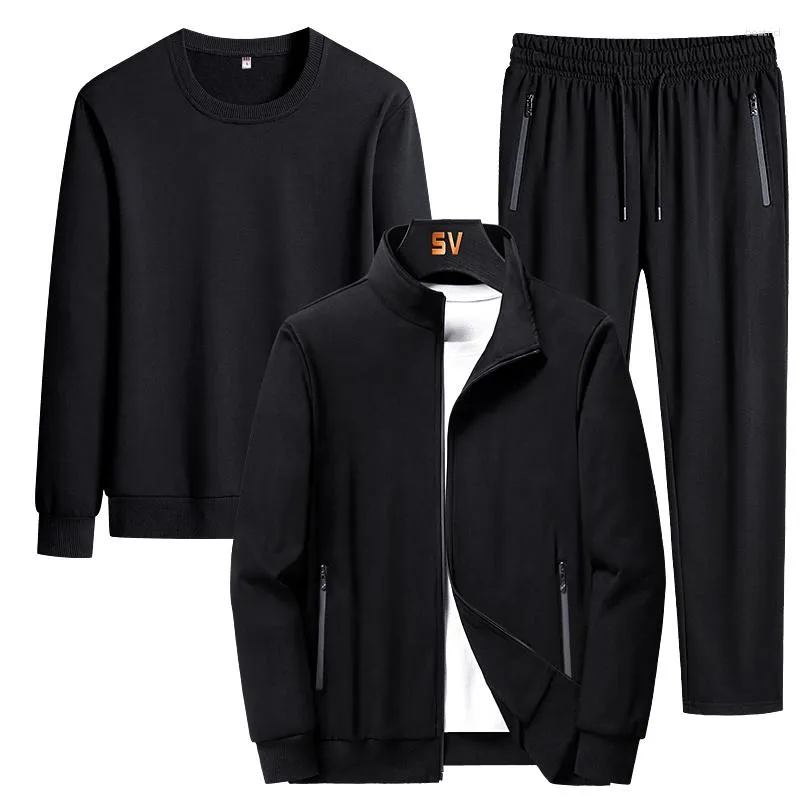 Chándales para hombres 3 unids Set Hombres Moda Otoño Sportwear Traje Casual Sudadera Flce Chaqueta Cálida Jogger Pantalones Sporting Chándal Tallas grandes