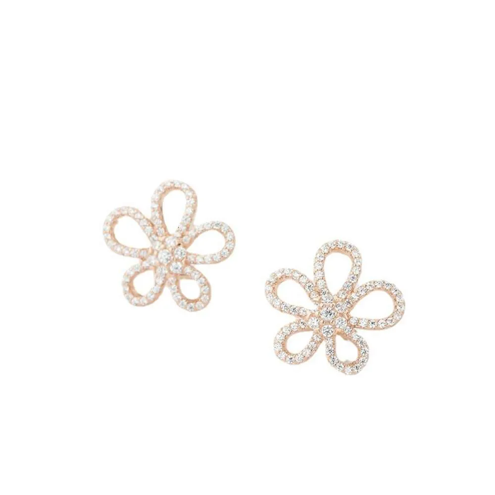 Earrings Van-Clef & Arpes Designer Luxury Fashion Women S925 Sterling Silver Five Petal Flower Earrings For Women Elegant Sunflower Diamonds Earrings