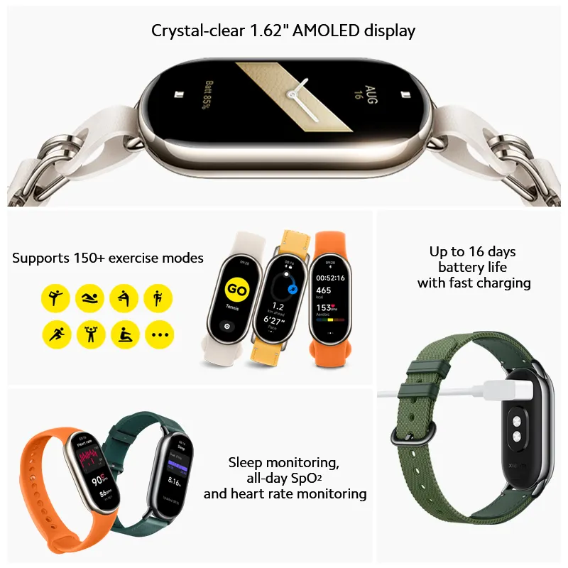  Xiaomi Mi Band 8 Smart Bracelet 1.62“ AMOLED Screen