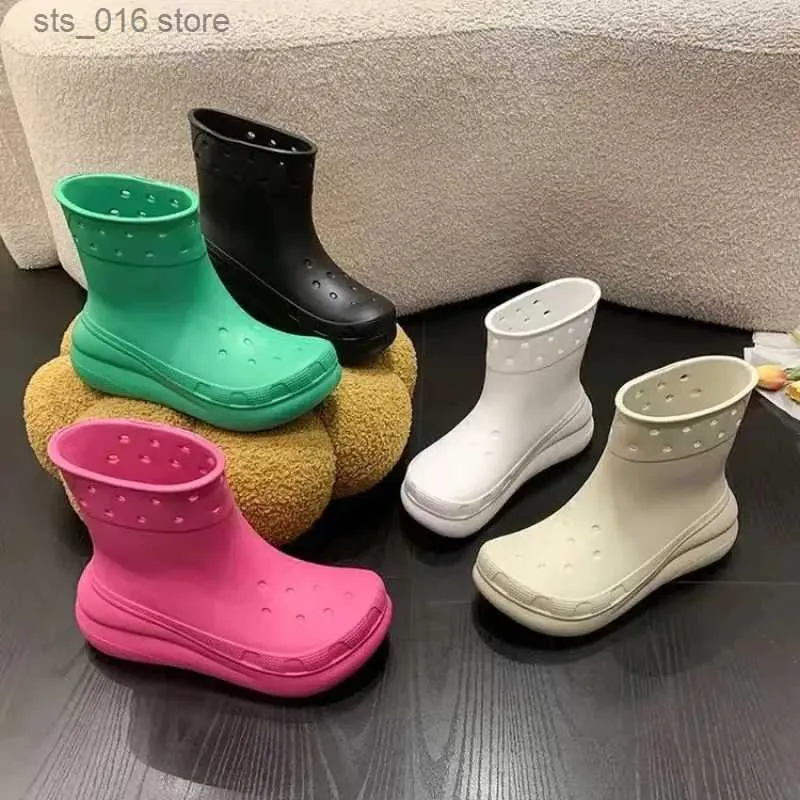 Boots Unisex Water Boots Candy Color Increase Water Shoes High Quality Winter Plush Insulation Platform Rain Boots Non-slip EVA Boots T230927