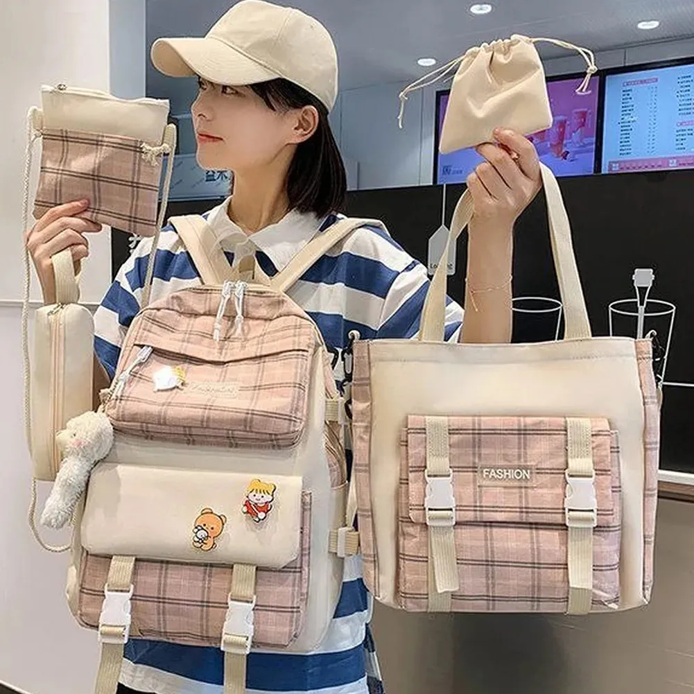 School Bags Canvas Girls School Bag Cute Backpack for Women Student Teens Aesthetic Backpacks Waterproof Large Capacity Kawaii Backpack Bags 230927