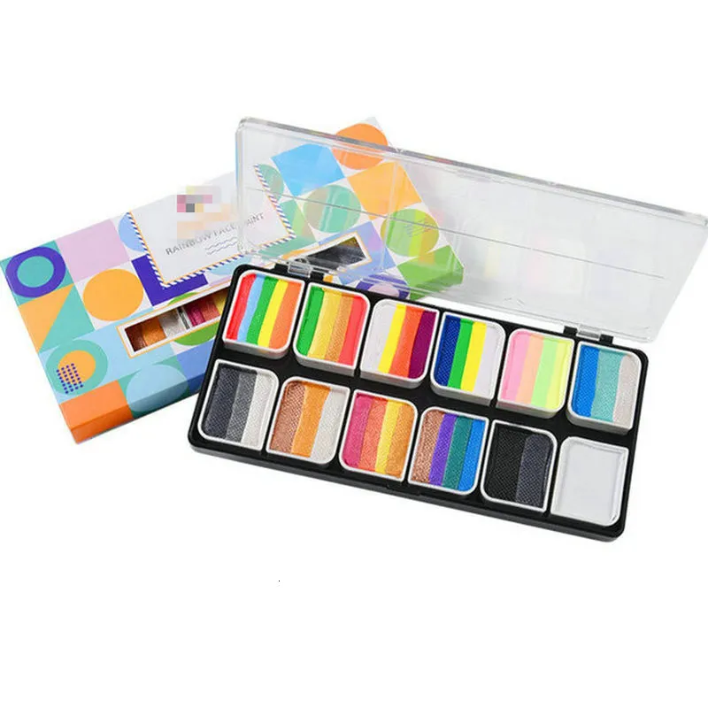 Body Paint Rainbow Body Paint Art Children Makeup Painting Pigment Kit Supplies Bright Color Face Body Paint Set UV Neon Face Painting 230926