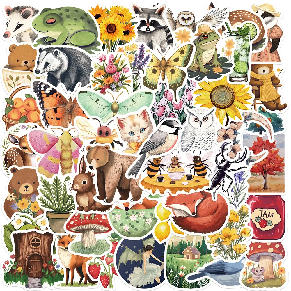 50st Forest Animals Stickers Non-slumpmässiga för bilcykelbagage klistermärke bärbar dator skateboard motorvatten flaska snowboard väggdekaler barn gåvor