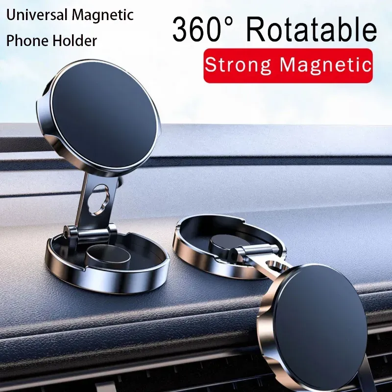 Universal Strong Magnetic Car Phone Holder för roterbar mobiltelefonmontering Fällbar mobiltelefonstativ Magnet GPS -stöd för iPhone ZZ