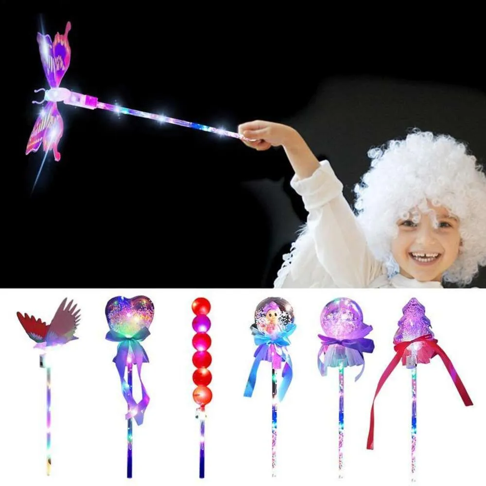 Ljus upp Magics Wand Lysande blinkande LED Magic Stick Toys Handheld Glowing Princess Wand för Girl's Costume Role Play Show