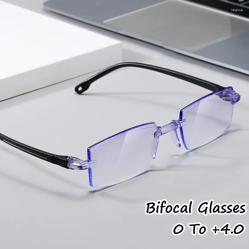 Okulary przeciwsłoneczne modne okulary czytania odczytu mężczyźni niebieskie światło blokujące presbyopowe okulary ultralekkie diamentowe krawędzi na dalekie okulary