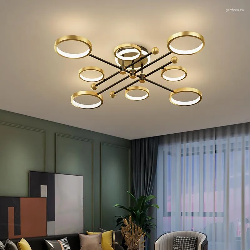 Plafonniers lampe postmoderne cuivre luxe luxe simple atmosphère salon salle à manger nordique
