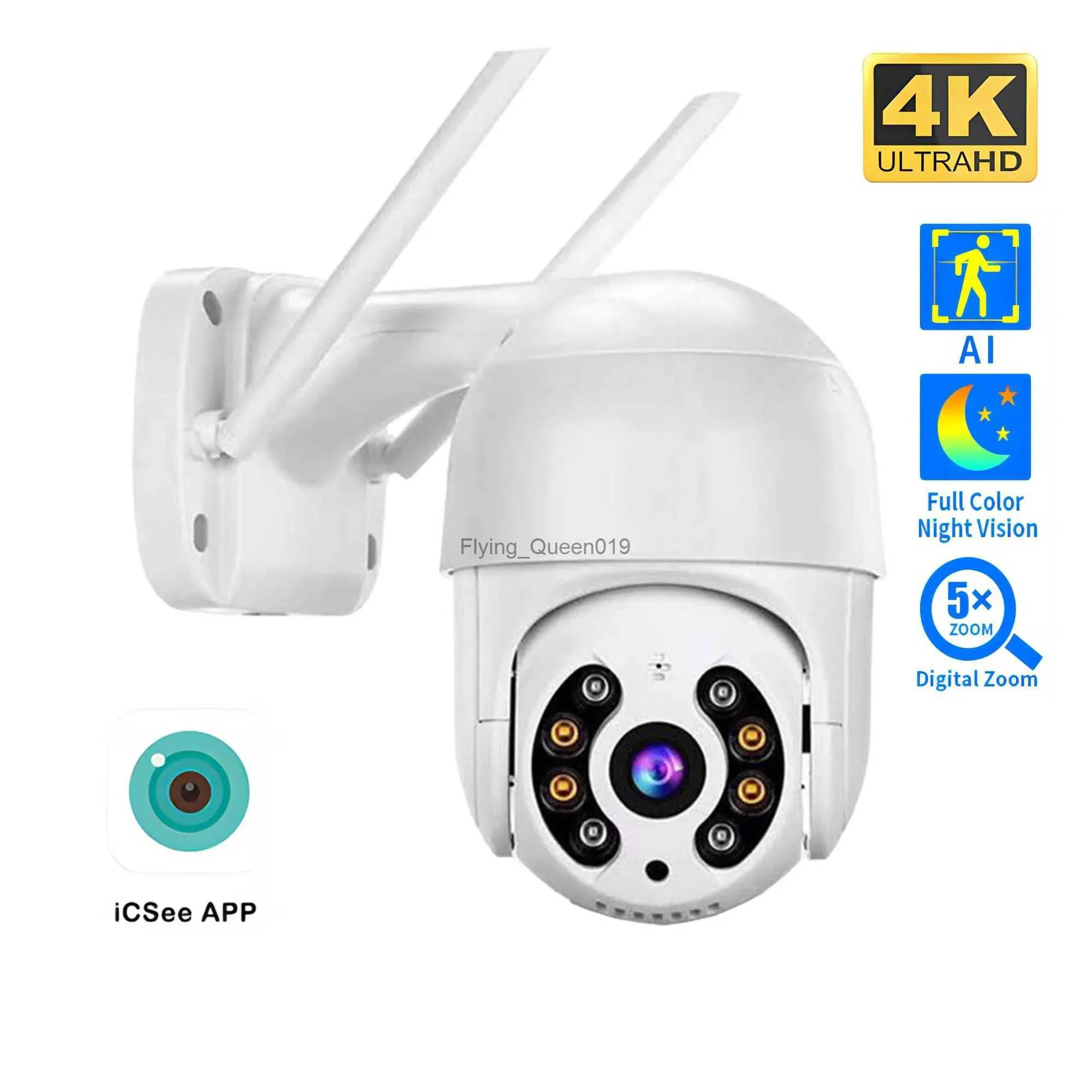 CCTVレンズ8MP 4KワイヤレスPTZカメラHD 1080pカラーナイトビジョンwifi IPカメラ屋外5MP AIオートトラッキングCCTVサーベイランスCAM ICSEE YQ230928