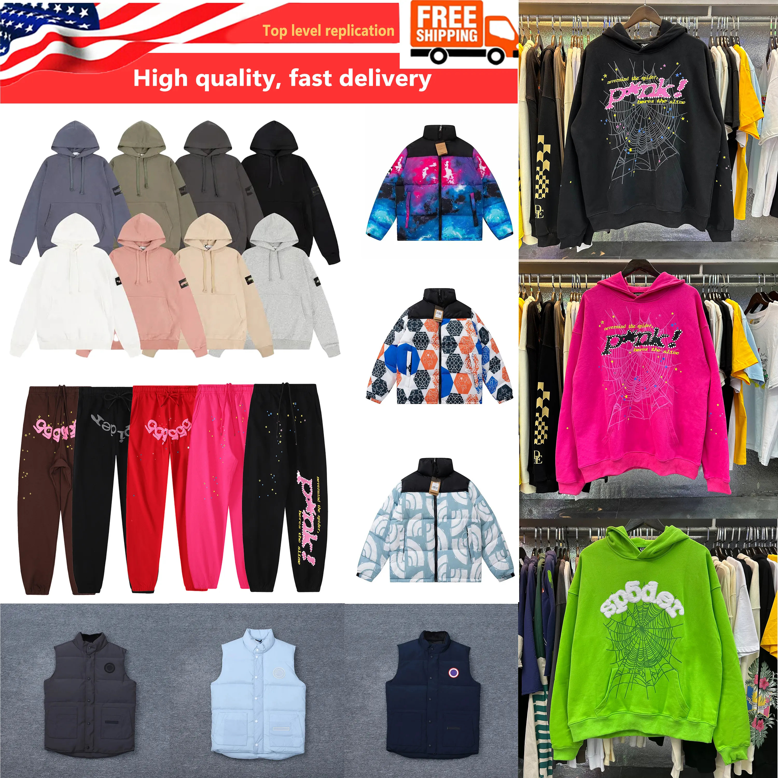 Projektant North GU2023CCI Hoodoved Bluzy dla mężczyzn Sp5der Young Thug 555555 Hoodies Jumper Pullover Letter Print