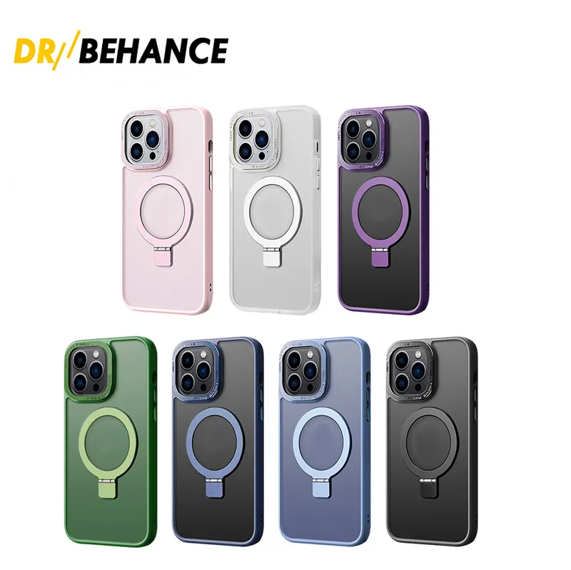 Premium Magnetic Phone Cases for iPhone 15 14 13 12 11 Pro Max Plus Strong N52 Magnets Kickstand Translucent Matte Cell Phone Cover