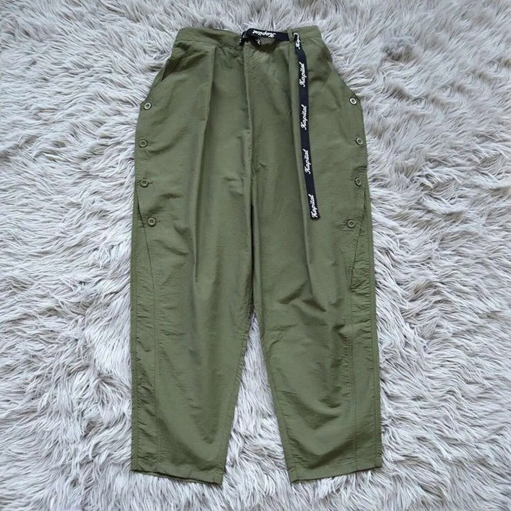 Kapital Kountry Men's Casual Pants 2023 Sommar Nya japanska exklusiva militära gröna knappar Arbeta Pants för män och kvinnor