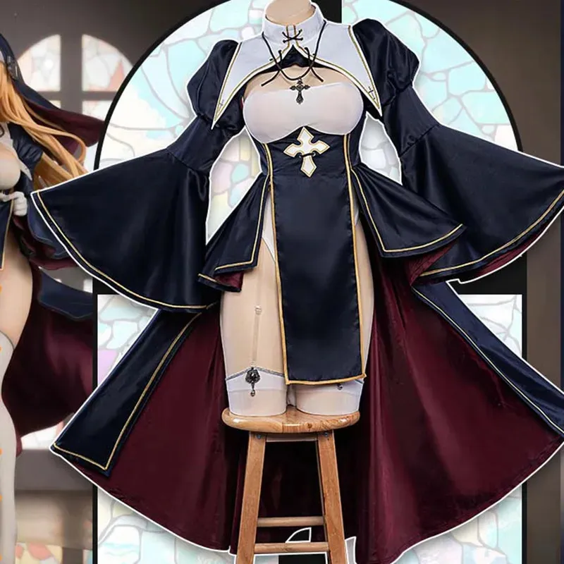 Costume à thème Halloween Charlotte Nun Cosplay Costume Personnage Vêtements Vibrastar Sister Nun Femmes Robe Ensemble De Noël Anime Jeu de Rôle Cadeau 230927