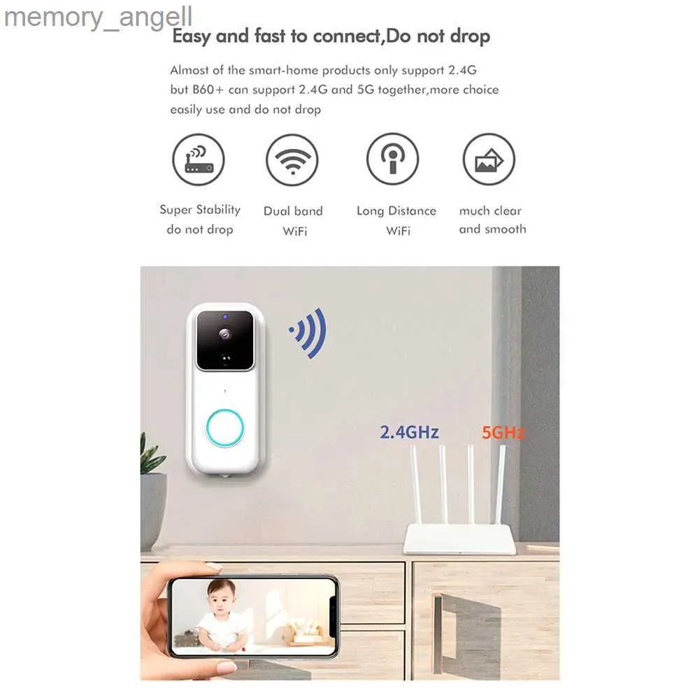 Dörrklockor Intelligent Home Doorbell Remote Monitoring Wireless Doorbell Visual Door Phone For Security Protance Long Distance Video Call YQ230928