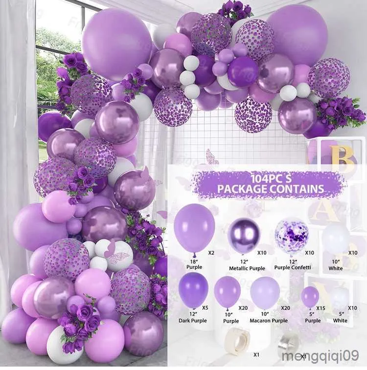 Ballon décoratif d'anniversaire violet 3D Papillon Arc de mariage