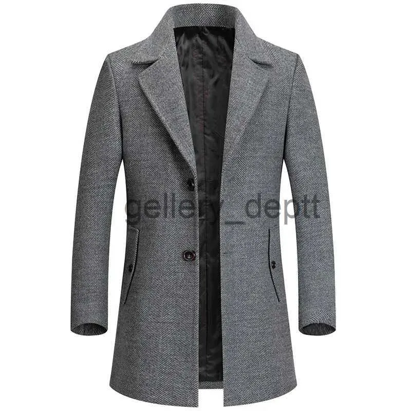 Mens Wool Blend Trench Coat: Autumn New Style, Turn-Down Collar