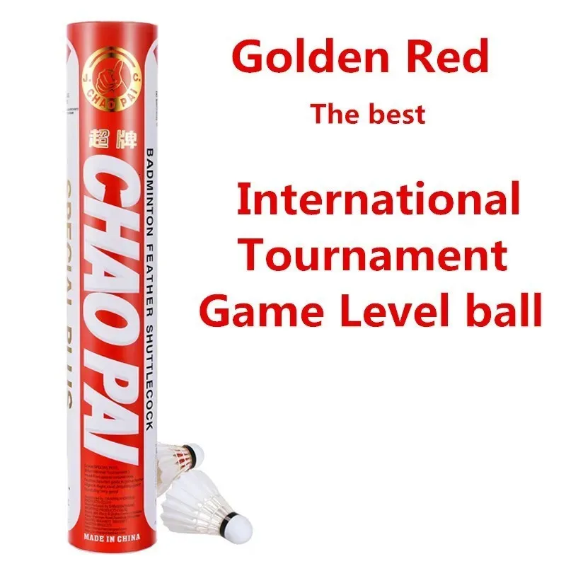 Balls 5tubeslot Golden Red Chaopai Badminton Shuttlecock Top Grade Goose Feather International Tournament Ball Level Q80025SPB 230927