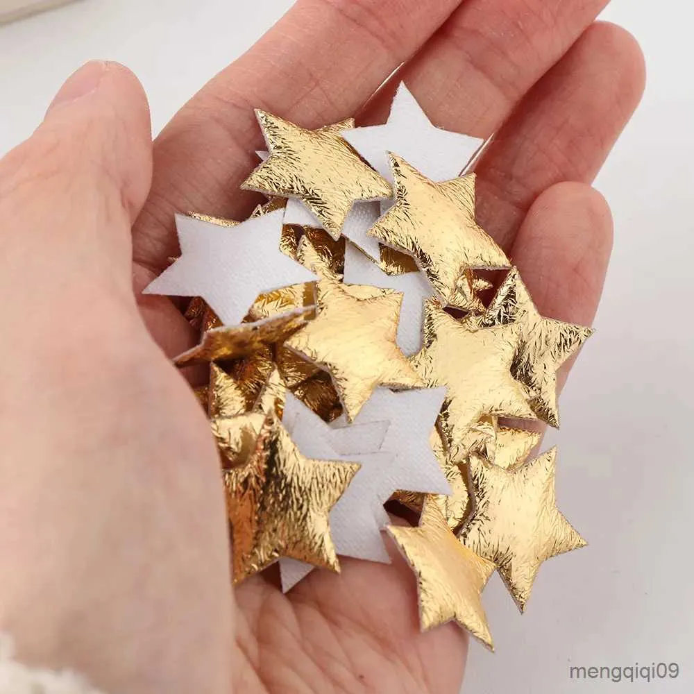 ديكورات عيد الميلاد 100pcs النجوم الذهب/الفضة لعيد الميلاد ديكور ديكور فوم النسيج النجوم DIY SCRAPBOOK CARDS