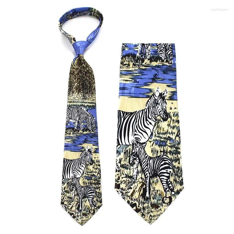 Näsdukar Jemygins Original Design Silk Printed Tie Music Leopard Zebra Tiger America Flag Nov Novely Animal 4 Inch Nespie for Men