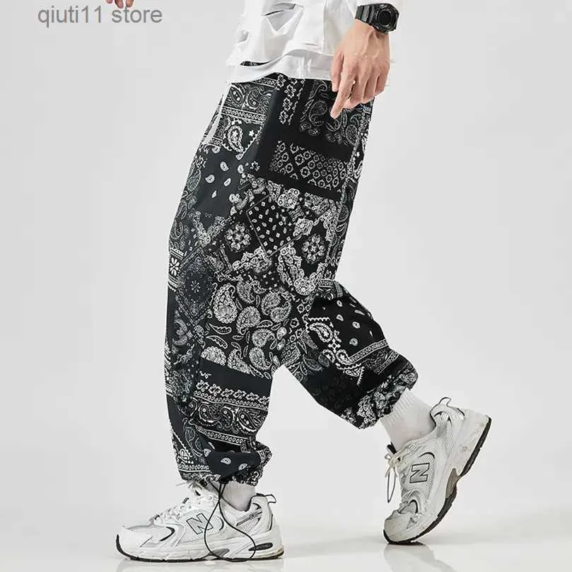 Pantaloni da uomo Bandana Stampa Pantaloni oversize per uomo Donna Poliestere Gamba larga Pantaloni dritti Primavera Estate Uomo Streetwear 2023 y2k Hip Hop T230928