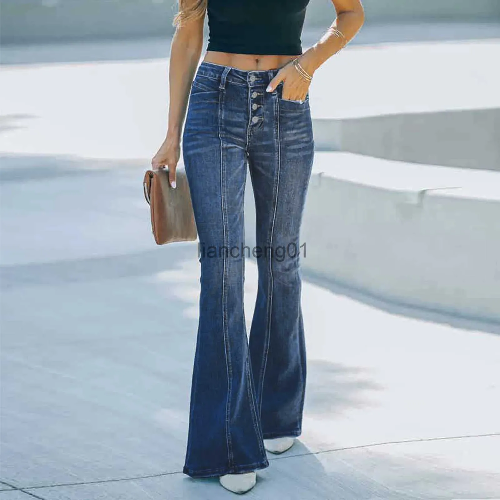 Vintage High Waist Flare High Waisted Flare Jeans With Wide Leg Split Hem  For Women Stretchy And Cute Retro Denim Sweatpants Style X0928 From  Liancheng01, $23.06