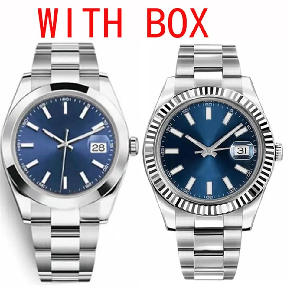 رجال مشاهدة الساعات الفاخرة رمادي Baton 41mm الأزرق Datejustss Watch Smooth Mens Automatic Watches الميكانيكية Montre de Luxe Watches Oys330W