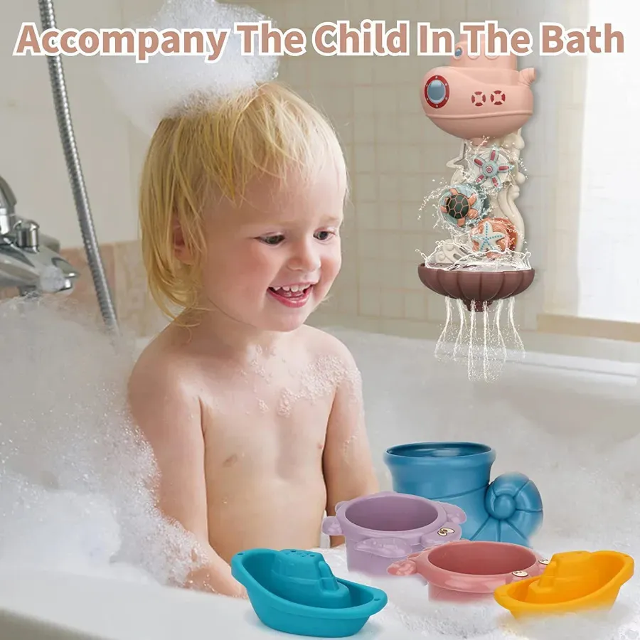 Giocattoli da bagno animali senza fori-6PCS,giocattoli da bagno morbidi per bambini senza fori, tartaruga di apprendimento vasca da bagno, ippopotamo, tigre, elefante, giocattoli da bagno maialino