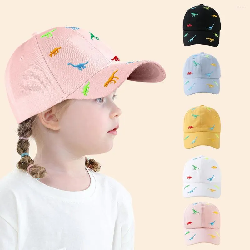 Ball Caps Children's Baseball Cap Embroidered With Dinosaur Embroidery Ventilated Cartoon Sun Hat Pure Color Sunscreen