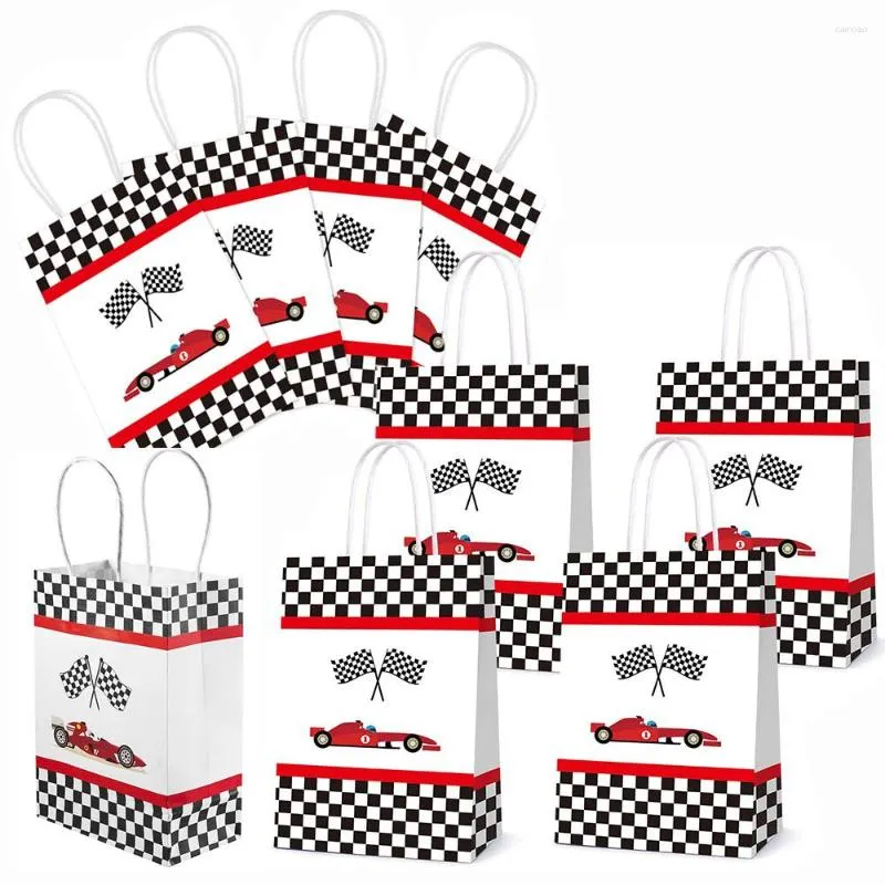 Envoltório de presente 4 PCS Racing Car Bags Goody Treat Candy Party Favors Decorações Temáticas Suprimentos de Aniversário Favor