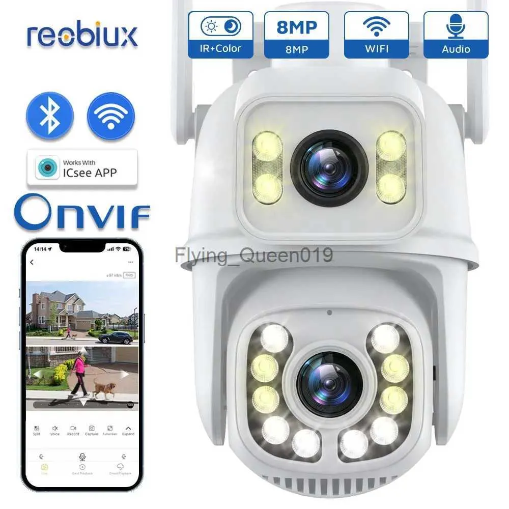 CCTV-Objektiv Reobiux Dual Lens 4K IP-Kamera 8MP PTZ WiFi IP-Kamera Sicherheitsschutz CCTV-Überwachungskamera Unterstützung NVR UNVIF für ICSEE YQ230928