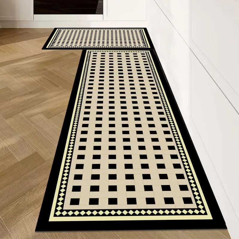 Tapetes xadrez impresso tapete de cozinha absorvente longo tapete antiderrapante sala de estar piso corredor corredor tapetes entrada capacho tapis cozinha