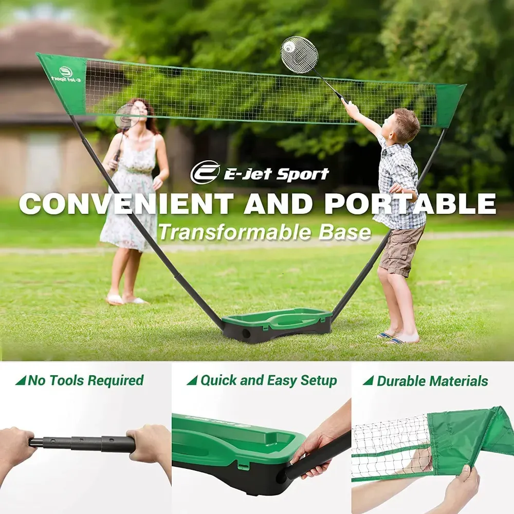 Ballen Draagbare Badminton Net Set Rackets LED Lightnin Shuttles Combo voor Familie Kinderen Eenvoudige Installatie Picknick Games 230927