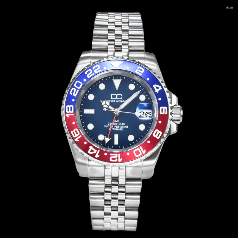 손목 시계 NH34 시계 40.5mm 다이빙 자동차 비즈니스 남성 운동 방수 Sapphire GMT 케이스 20 밴드