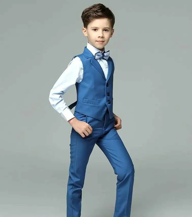 Pakken Prince Boys Wedding Suit Kids Vest Shirt Pants Bowtie 4pcs Fotografie Pak kind Verjaardagsceremonie Kostuum Tiener School Set