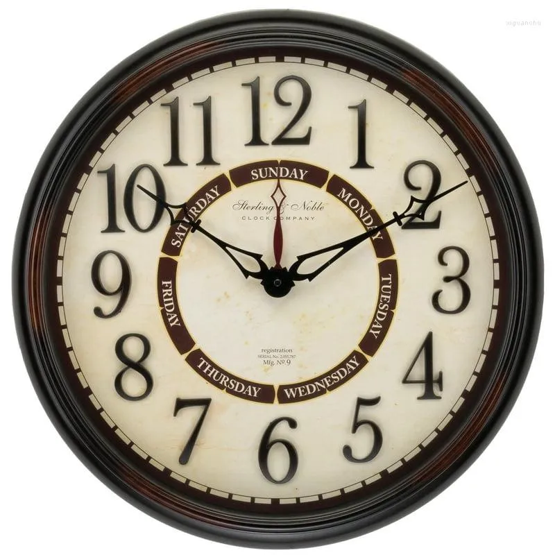 Orologi da parete Orologio da interno analogico rotondo in bronzo con calendario e calendario con movimento al quarzo e numeri arabi Mecanismo Reloj Pared Led Melting C