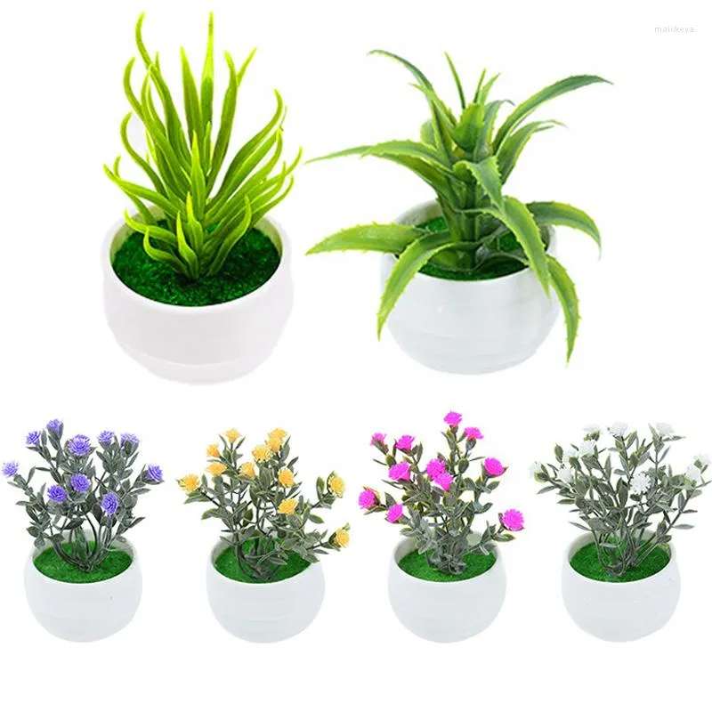 Flores decorativas 1 pieza mini plantas verdes artificiales bonsái pequeño árbol simulado maceta decoración de mesa de oficina decoración de la sala de estar del hogar