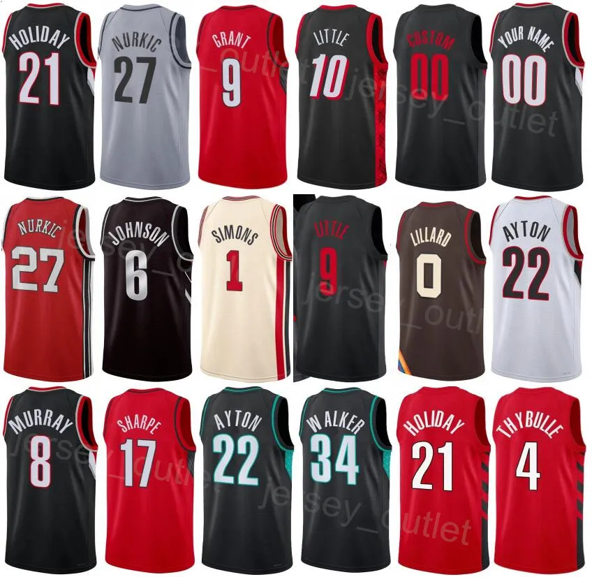 Tryckt basket Jrue Holiday Jerseys 21 Justise Winslow 26 Nassir Little 10 Keon Johnson 6 Jabari Walker 34 Kevin Knox II 11 Shaedon Sharpe DeAndre Ayton Men Women